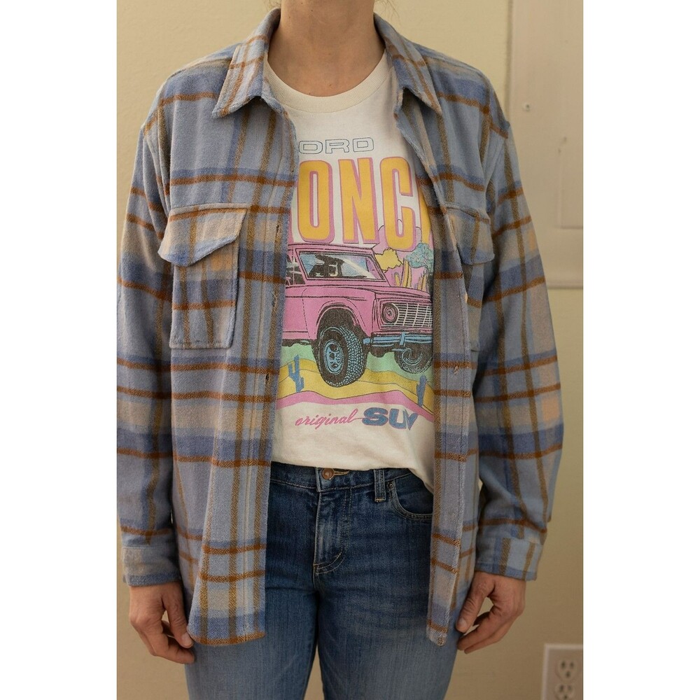 Ford Bronco Licensed Bundle – Plaid Overshirt Jacket + Graphic Tee (XS & L)